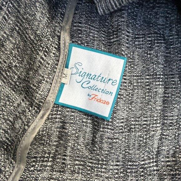 Signature Collection Fridaze Black Pinstripe Button-Up Blouse Medium Linen Blend - Picture 3 of 7